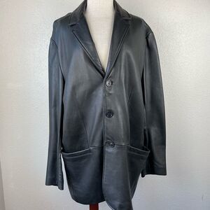 Nicole Miller New York Black Leather Jacket Size XL EUC